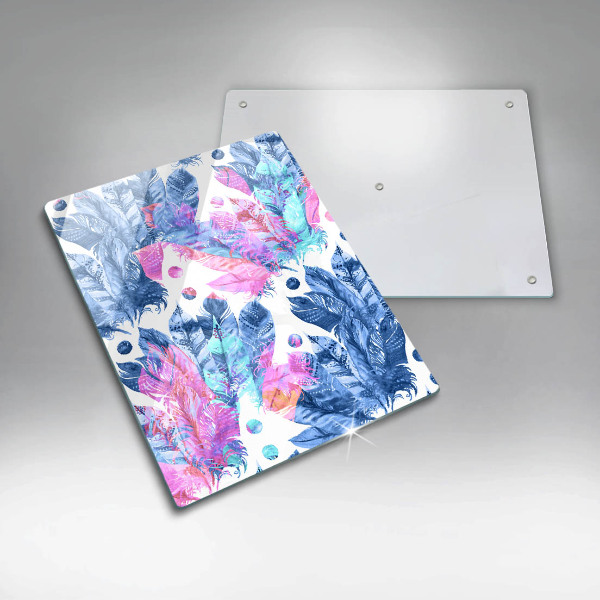 Placă din sticla protectie perete Ilustrație boho cu pene