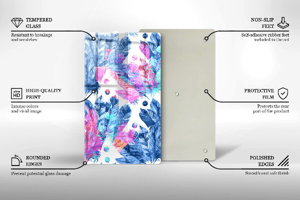 Placă din sticla protectie perete Ilustrație boho cu pene