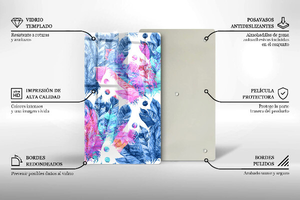 Placă din sticla protectie perete Ilustrație boho cu pene