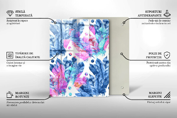 Placă din sticla protectie perete Ilustrație boho cu pene