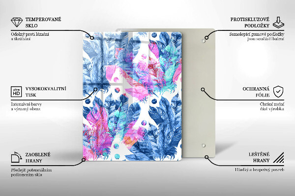 Placă din sticla protectie perete Ilustrație boho cu pene