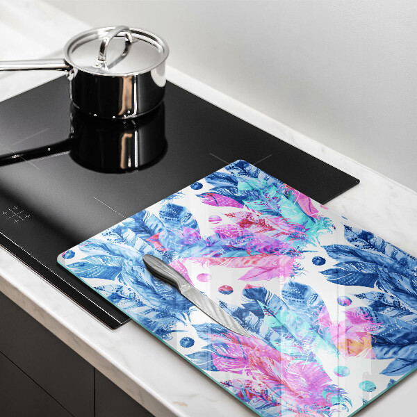 Placă din sticla protectie perete Ilustrație boho cu pene