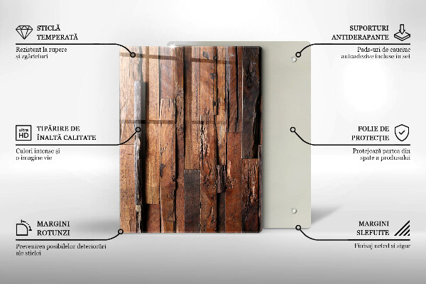 Placă din sticla protectie perete Scânduri decorative din lemn