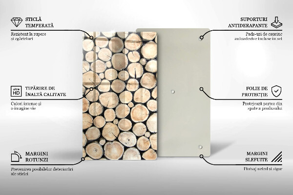 Placă din sticla protectie perete Trunchiuri de copaci din lemn