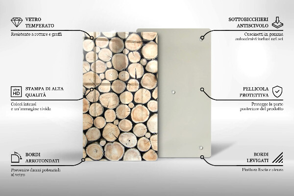 Placă din sticla protectie perete Trunchiuri de copaci din lemn