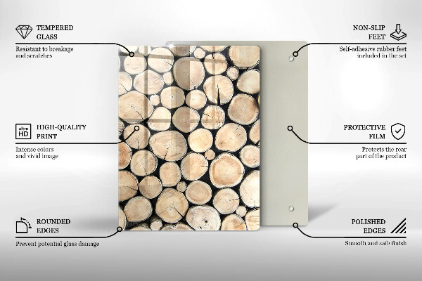 Placă din sticla protectie perete Trunchiuri de copaci din lemn