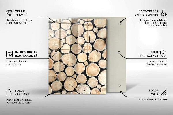 Placă din sticla protectie perete Trunchiuri de copaci din lemn