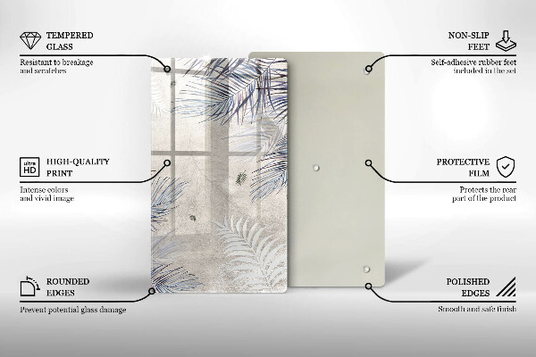 Placă din sticla protectie perete Frunze subtile