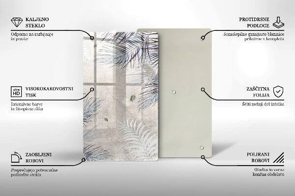 Placă din sticla protectie perete Frunze subtile