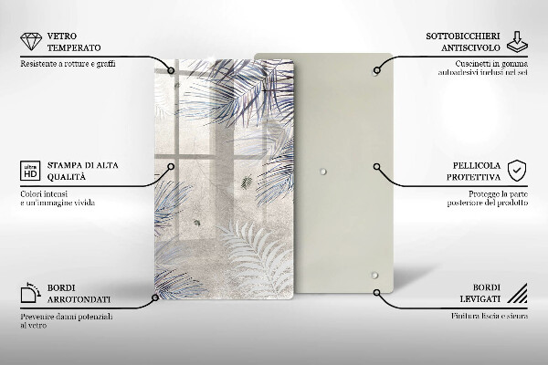 Placă din sticla protectie perete Frunze subtile