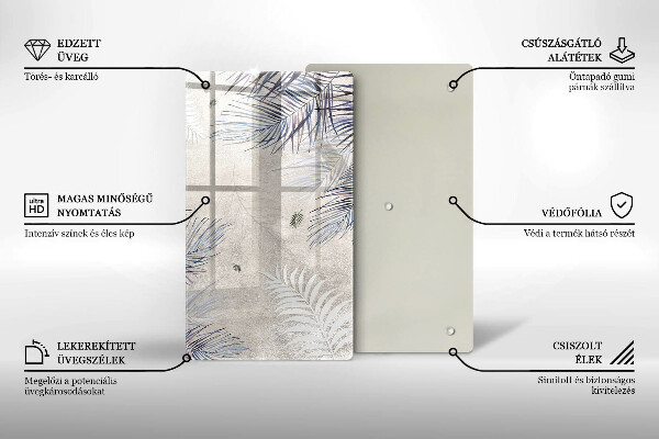 Placă din sticla protectie perete Frunze subtile