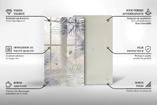 Placă din sticla protectie perete Frunze subtile