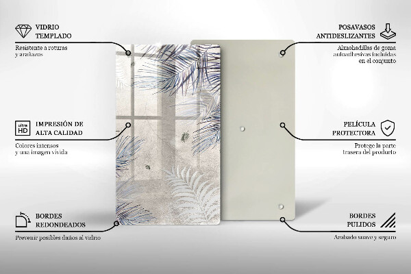 Placă din sticla protectie perete Frunze subtile