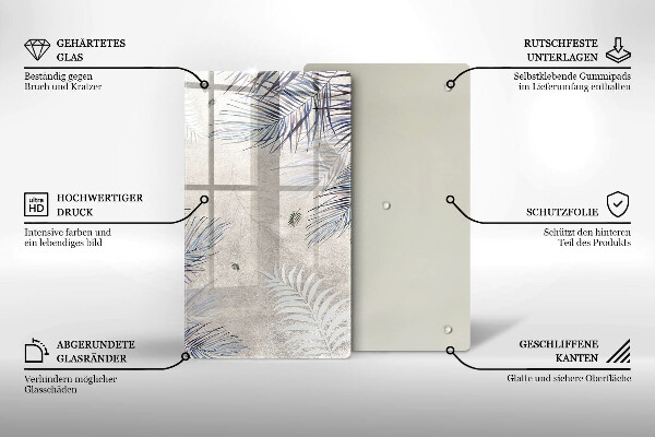 Placă din sticla protectie perete Frunze subtile