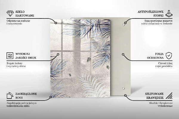 Placă din sticla protectie perete Frunze subtile