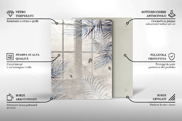 Placă din sticla protectie perete Frunze subtile