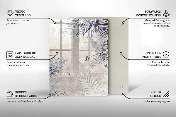 Placă din sticla protectie perete Frunze subtile