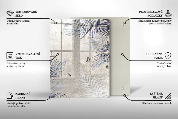 Placă din sticla protectie perete Frunze subtile