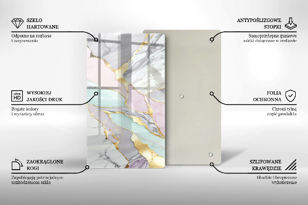 Placă din sticla protectie perete Marmură pastel