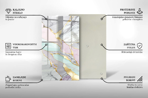 Placă din sticla protectie perete Marmură pastel