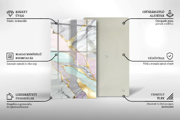 Placă din sticla protectie perete Marmură pastel