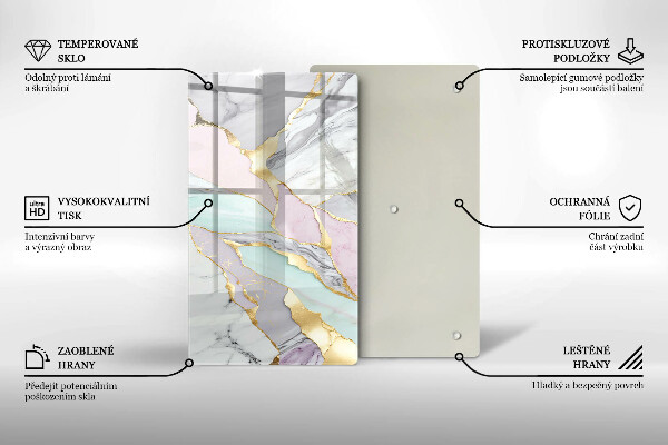Placă din sticla protectie perete Marmură pastel