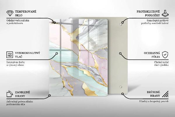 Placă din sticla protectie perete Marmură pastel