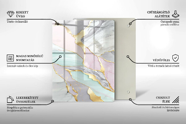 Placă din sticla protectie perete Marmură pastel