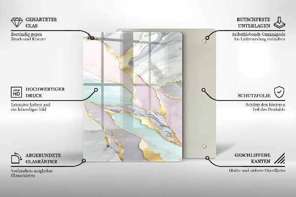 Placă din sticla protectie perete Marmură pastel