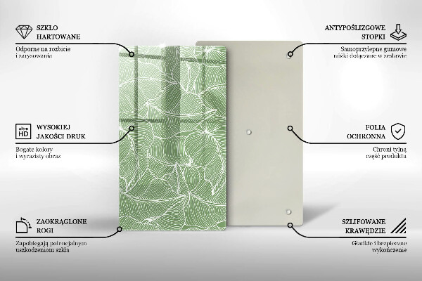 Placă din sticla protectie perete Frunze liniare