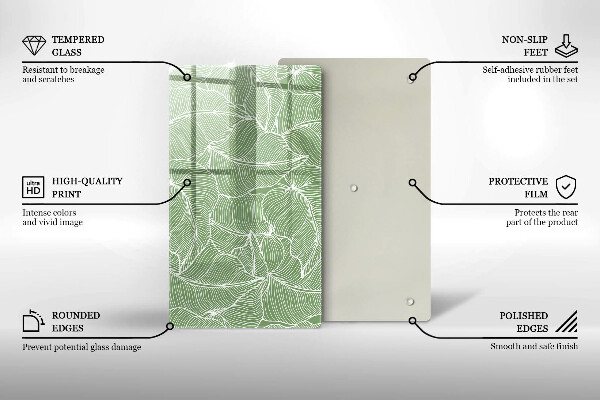 Placă din sticla protectie perete Frunze liniare