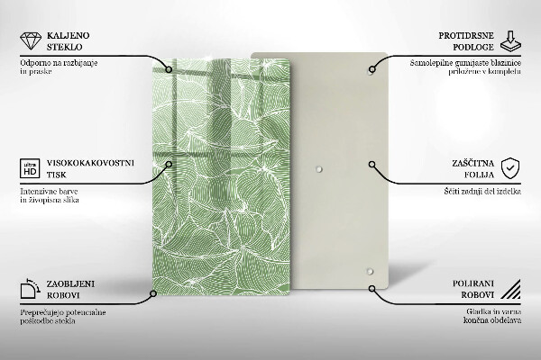 Placă din sticla protectie perete Frunze liniare