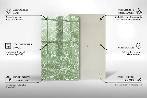 Placă din sticla protectie perete Frunze liniare