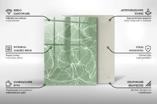 Placă din sticla protectie perete Frunze liniare