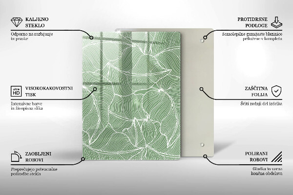 Placă din sticla protectie perete Frunze liniare