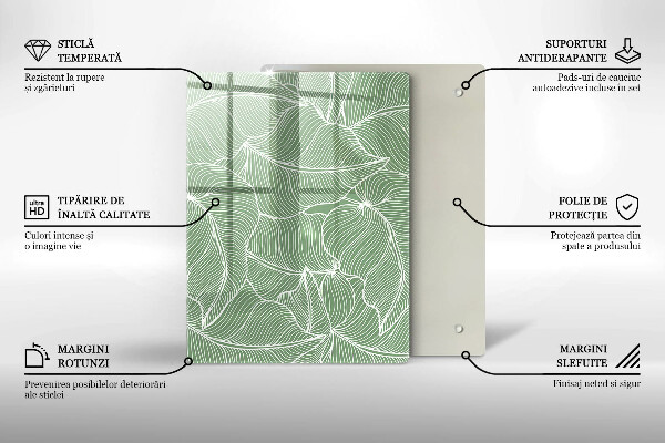 Placă din sticla protectie perete Frunze liniare