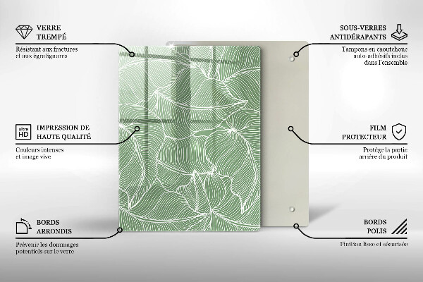 Placă din sticla protectie perete Frunze liniare