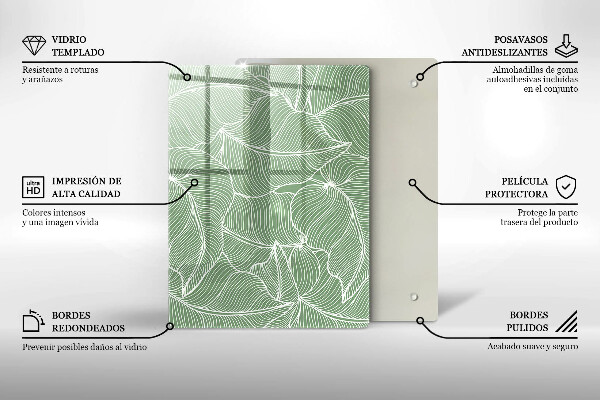 Placă din sticla protectie perete Frunze liniare