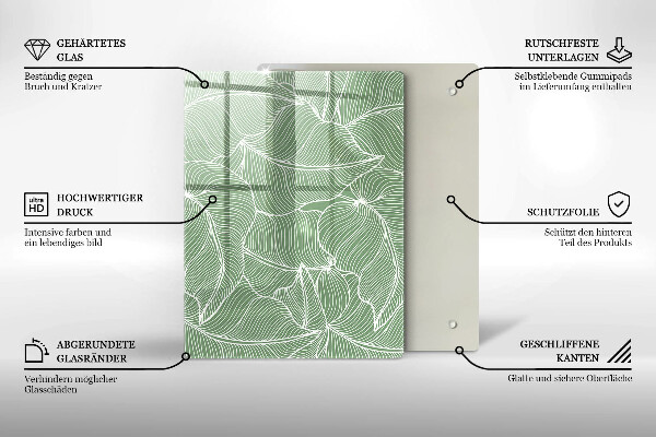 Placă din sticla protectie perete Frunze liniare