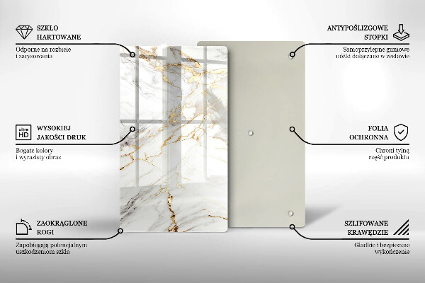 Placă din sticla protectie perete Marmură ușoară cu aur