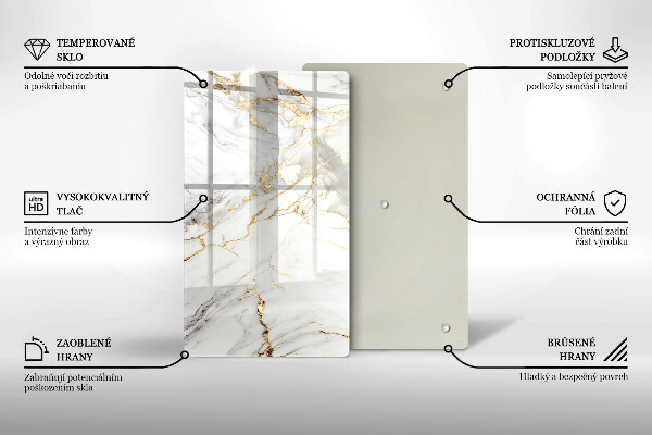 Placă din sticla protectie perete Marmură ușoară cu aur