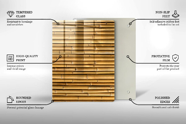 Placă din sticla protectie perete Natura boho bambus