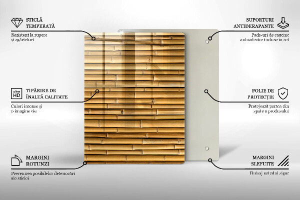 Placă din sticla protectie perete Natura boho bambus