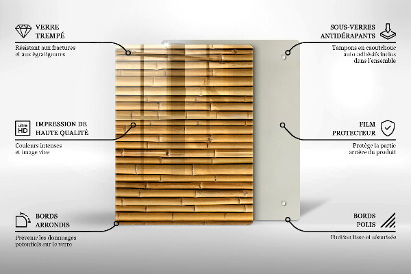 Placă din sticla protectie perete Natura boho bambus