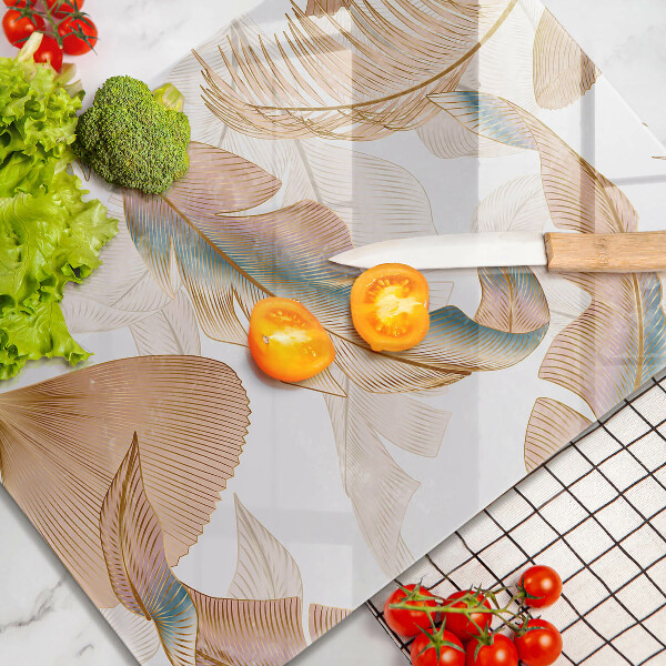 Placă din sticla protectie perete Pene și frunze boho