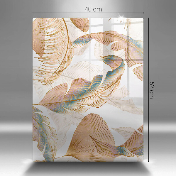 Placă din sticla protectie perete Pene și frunze boho