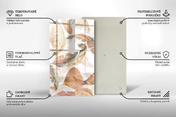 Placă din sticla protectie perete Pene și frunze boho