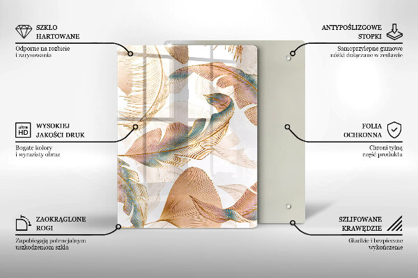 Placă din sticla protectie perete Pene și frunze boho