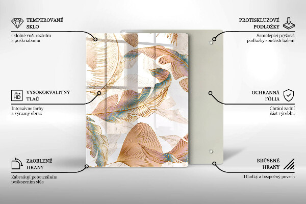 Placă din sticla protectie perete Pene și frunze boho