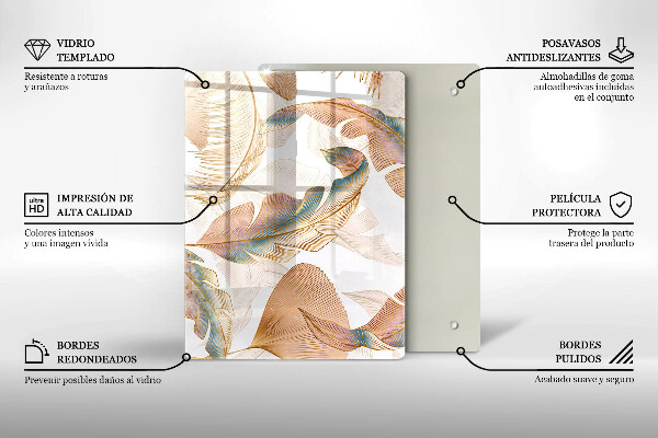 Placă din sticla protectie perete Pene și frunze boho